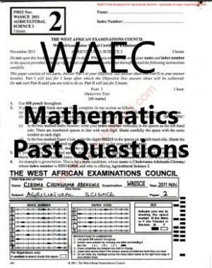WAEC Mathematics Past Questions | pdf DOWNLOAD