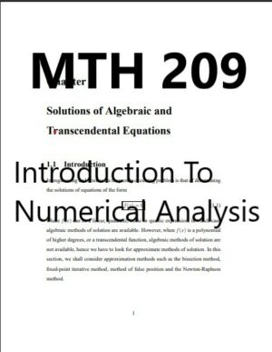 MTH 209: Introduction To Numerical Analysis