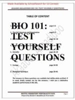 BIO 101: Test Yourself Questions