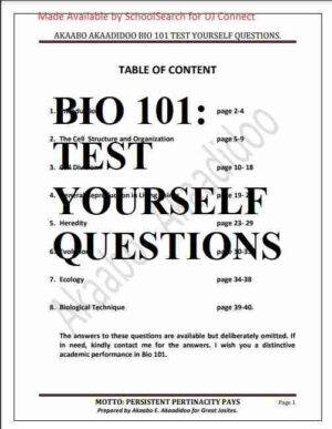 BIO 101: Test Yourself Questions