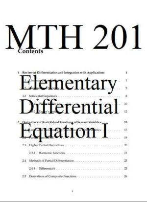MTH 201: Elementary Differential Equation I
